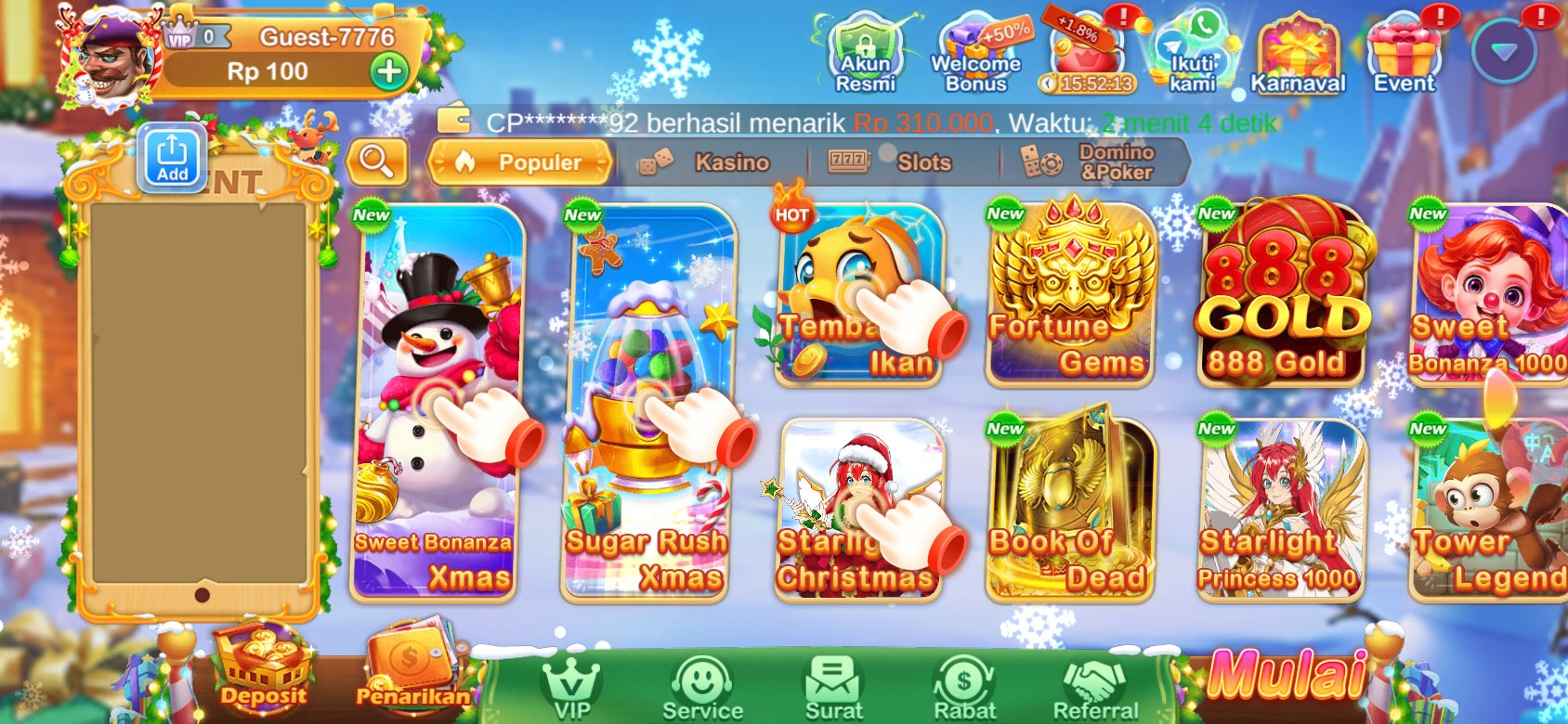 Daftar permainan slot populer di 6836 seperti Sweet Bonanza Xmas, Sugar Rush Xmas, dan lainnya.