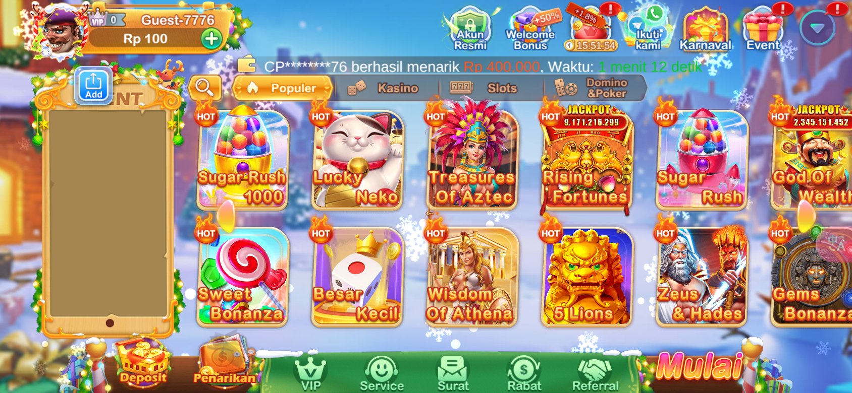 Jackpot besar tersedia di berbagai permainan slot di 6836.